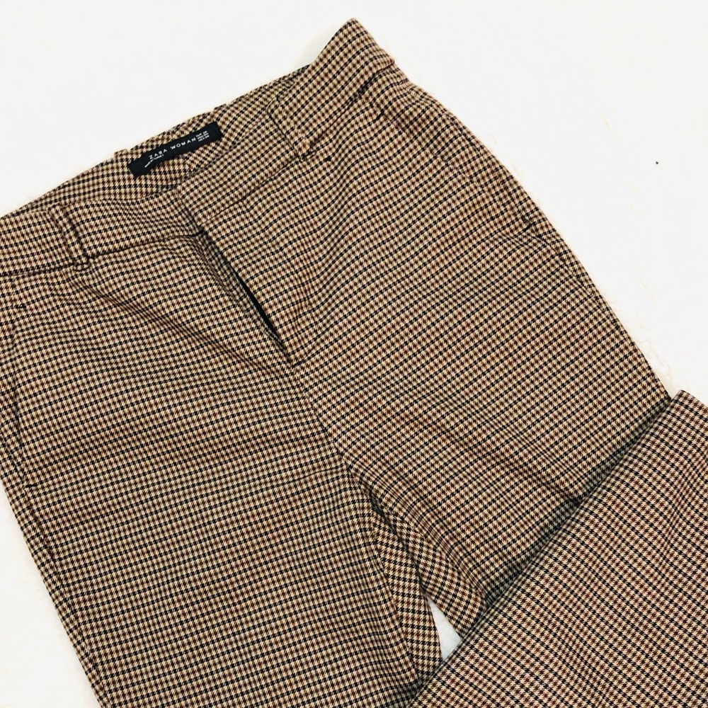 ZARA Brown Multi Houndstooth Ankle Dress Pant